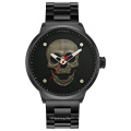 WWOOR 8867 Trend 3D Ghost Skull Full Black Stainless Steel Strap 30M depth waterproof Quartz Wrist Men Watch Original Factory